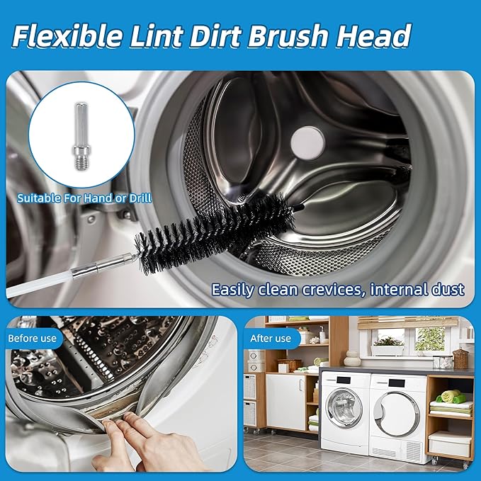 AOGYikang 21FT Chimney Brush Kit, Multi-Purpose Dryer Vent Cleaning Brush Kit with 4" Brush Head, Professional Lint Cleaning Accessories for Chimneys, Ducts, Dryers, Crevices