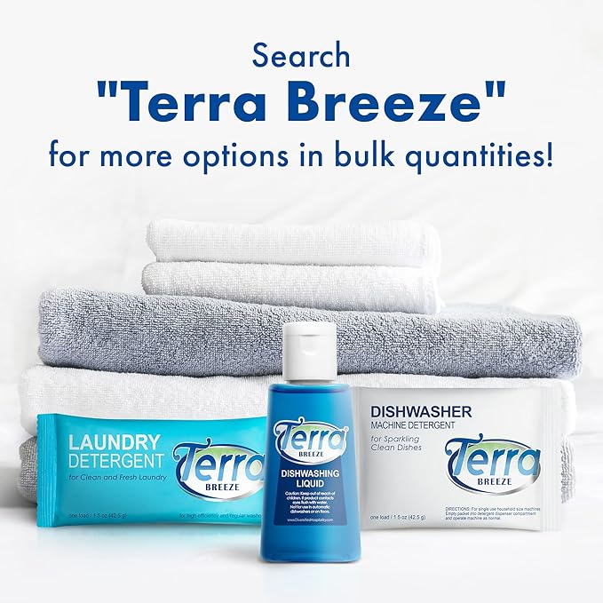Terra Breeze Tiny Dish Soap Detergent | For Use in Vacation Rentals and Extended Stay Hotels | 1.6 oz (Case of 50)