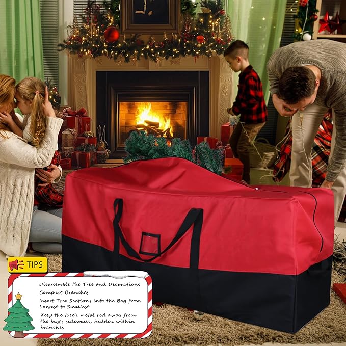 Christmas Tree Storage Bag, Fits Up to 9 Ft Artificial Trees, Large Heavy-Duty Waterproof Storage Bags with Reinforced Handles, Dual Zippers & Card Slot, 600D Oxford Extra Large Moving Bags
