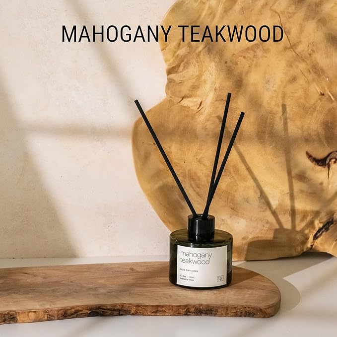 Craft & Kin Reed Diffuser Set Oakwood, Mahogany & Vetiver, Reed Diffusers for Home, Fragrance Diffuser Sticks, Oil Diffuser Sticks, Oil Diffuser with Sticks, Reed Diffuser for Men