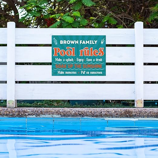 Custom Pool Sign, Pool Rules Enjoy Swimming for Pool Décor Sign, 18x24 Inches, Rust Free .063 Aluminum, Fade Resistant, Made in USA by Sigo Signs