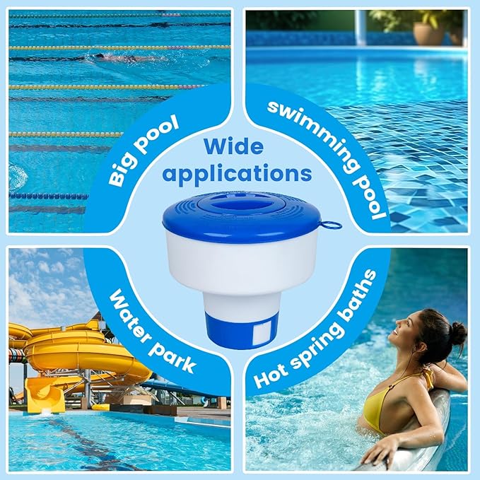 Pool Chlorine Floater for Pools Fits 3" Tablets,7" Diameter Chlorine Tablet Floater with Adjustable Flow Vents Balanced Chemical Dispenser for hot tub/Spa（Collapsible）