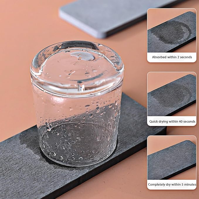 NiuYichee 2 Pcs Water Absorbing Stone Trays, Kitchen/Bathroom Sink Soap Dish, Diatomite Tray Used for Hand Soap & Cosmetic Bottles in The Modern Home, 3.15" W x 11.8" L, Dark Gray