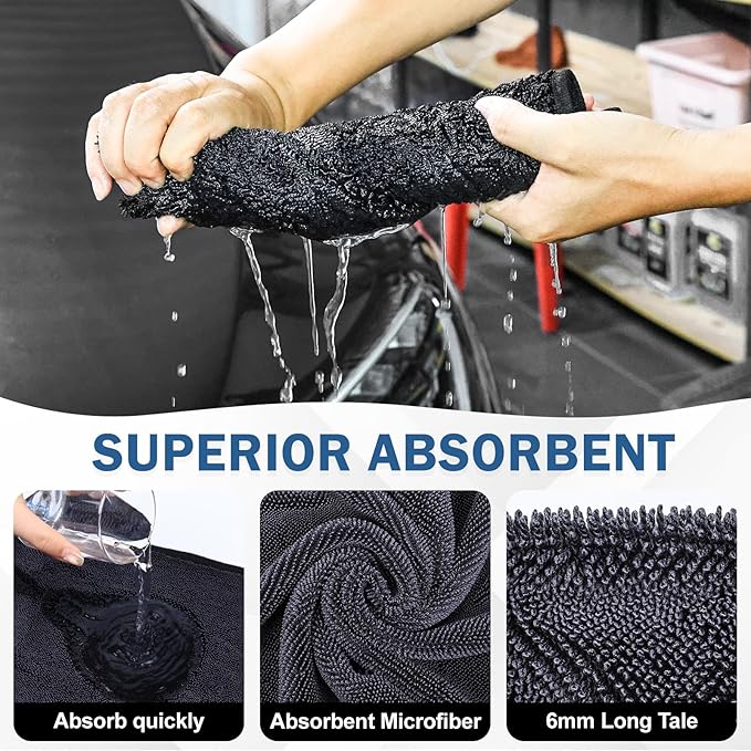 Navona 5 Pack Microfiber Car Drying Towels – Ultra Absorbent, Lint-Free Multi-Purpose Cloths for Car Wash, Bathroom Body Drying, Kitchen Cleaning & Sports Sweat Wiping