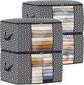 Direct 100L, 4 Pack, Storage Containers, Large Clothes Storage Bins Foldable Organization and Storage Bags with Reinforced Handle, Clear Window for Bedding, Blankets, Clothing, Black