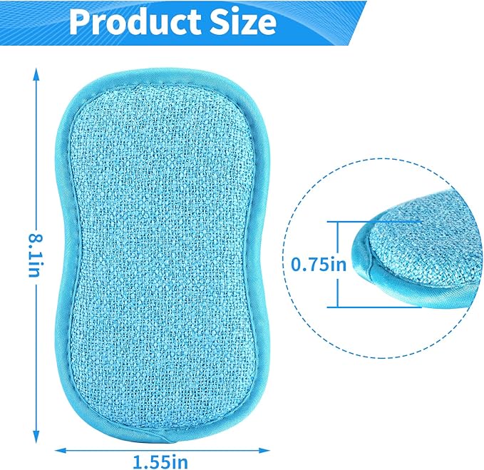 6 Pack Multi-Purpose Scrub Sponges for Kitchen 6 Colors, Non-Scratch Microfiber Sponge with Heavy Duty Scouring Power, Effortless Cleaning of Dishes, Pots and Pans