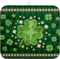 Kwlegh St Patricks Day Drying Mat for Kitchen Counter Shamrock Dish Drying Mats Lucky Clovers Green Plaid Dish Dryer Pad Absorbent Reversible Dish Drainer Rack Mat Kitchen Accessories 16x18 Inch