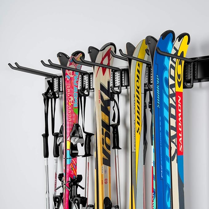 WALMANN Wall Mount Tool Organizer, Mop and Broom Holder, Garage Tools Storage Rack, Heavy Duty Garden Tool Storage Rack, Holds Up to 300 lbs