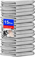 UFOGIFF 15PCS Multipurpose Wire Dishwashing Rag,Non Scratch Wire Dishcloth, Reusable Steel Wool Scrubber,Non-Scratch&Quick-Drying&Odor-Resistant Multi-Purpose for Kitchen,Bathroom Cleaning (15)