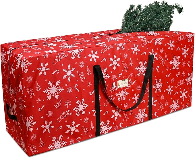 Christmas Tree Storage Bag 9 ft, 600D Oxford Tear-proof Xmas Tree Bag, Fits Up to 9 Foot Artificial Trees, Reinforced Handles & Zippered & Durable, Holiday Decoration Storage Bags, Red