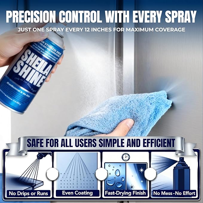 Sheila Shine 12 x 10oz Stainless Steel Cleaner and Polish - Removes Grease, Fingerprint & Watermark - Kitchen Appliances, Refrigerators, Sinks, Ovens & Grills - Stainless Steel Sprays Cleaner