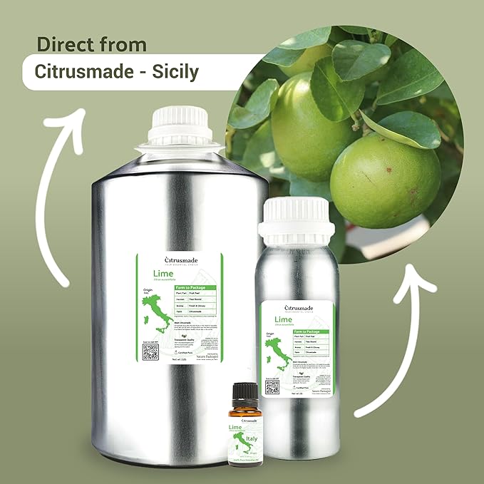 Lime Essential Oil - Direct from Citrusmade in Sicily- Pure Essential Oils for Diffusers and Aromatherapy in The Mediterranean - 100% Pure Therapeutic Grade (22lbs)