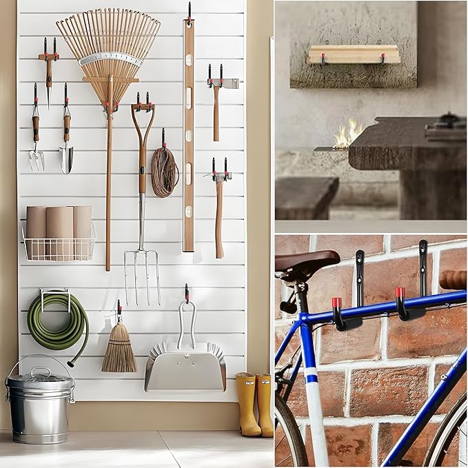 6 Pack Garage Hooks Heavy Duty, Utility Steel Hooks with EVA Foam Padding, 5.51inch Wall Mount J Organizer Hanger for Hanging Bikes Kayak Garden Tool Hose Bike Shelf