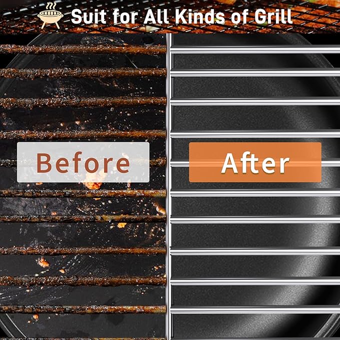 Grill Brush and Scraper-18 Adjustable Handle Safe BBQ Grill Brush for Outdoor Grill-Deep BBQ Clearning Brush wih Bottle Operner Extra Strong Grill Cleaner Accessories for Gas/Charcoal Grilling Grates