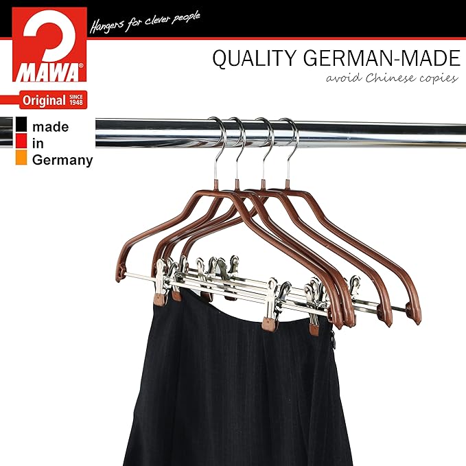 Mawa by Reston Lloyd Silhouette Series Non Slip Space Saving Hanger with Pant Clips, Style 40/FK,Set of 70, Copper