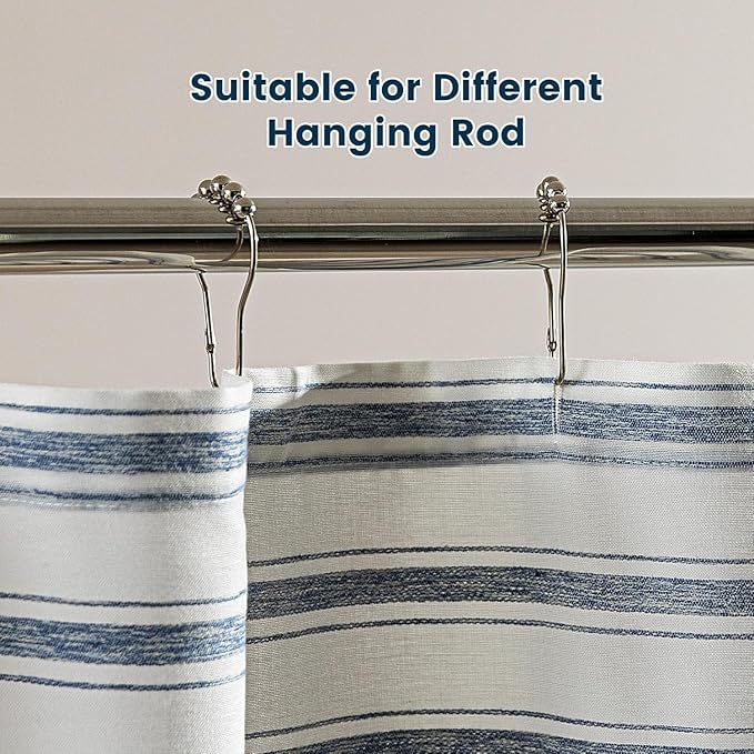SLEEP ZONE Shower Curtain Liner, Waffle Shower Curtains for Bathroom, Heavy Duty Thick Fabric Shower Curtains - 285GSM Luxury Weighted Polyester Bath Curtain, 72" × 74" (Blue)