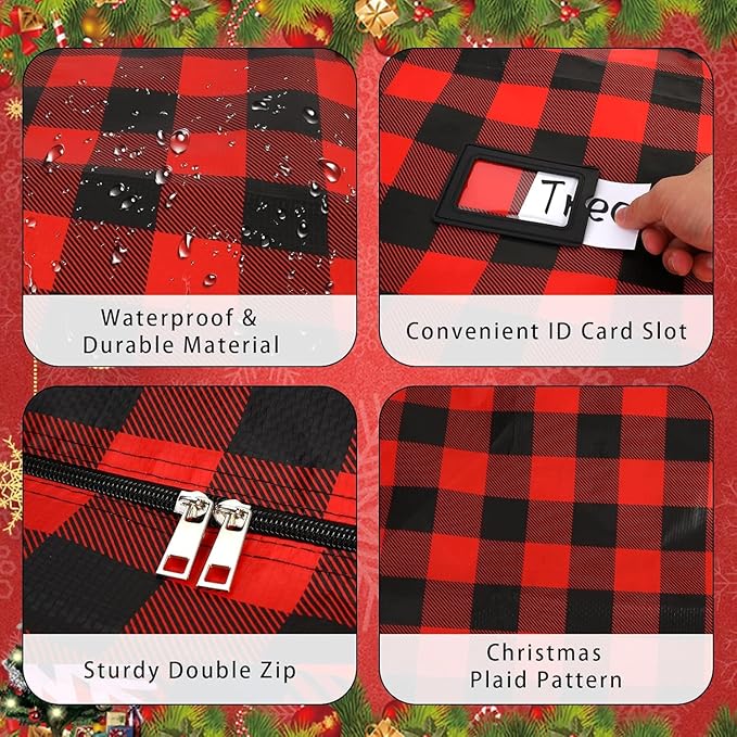 Christmas Tree Storage Bag, Plastic Waterproof Christmas Tree Bag Large Xmas Storage Box Decoration Container Reinforced Handles Dual Zippers for 9ft Artificial Holiday Xmas Disassembled Trees