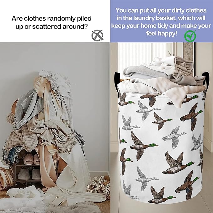 Laundry Basket-Cute Geese Foldable Waterproof Oxford Cloth Funny Tote Bag Laundry Hamper Clothes Storage Bucket Organizer For Bathroom/Laundry Storage/Bedroom Storage Basket