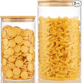 HomArtist Extra Large Glass Flour and Sugar Storage Containers with Airtight Lid,132 floz x1 & 65 floz x1 [Set of 2] Big Glass Jars with Bamboo Lids, Air Tight Food Jar for Cereal, Pasta, Rice, Coffee