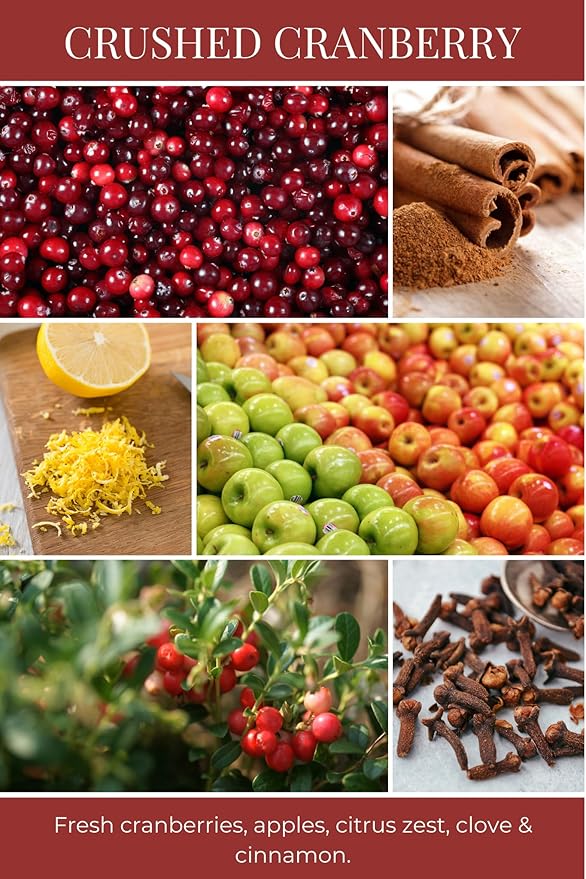 Eco Candle Co. Recycled Candle, Crushed Cranberry, 8 oz. - Scents of Fresh Cranberries, Apples, Citrus, Clove & Cinnamon - 100% Soy Wax, No Lead, Kraft Paper Label & Lid, Hand Poured, Phthalate Free