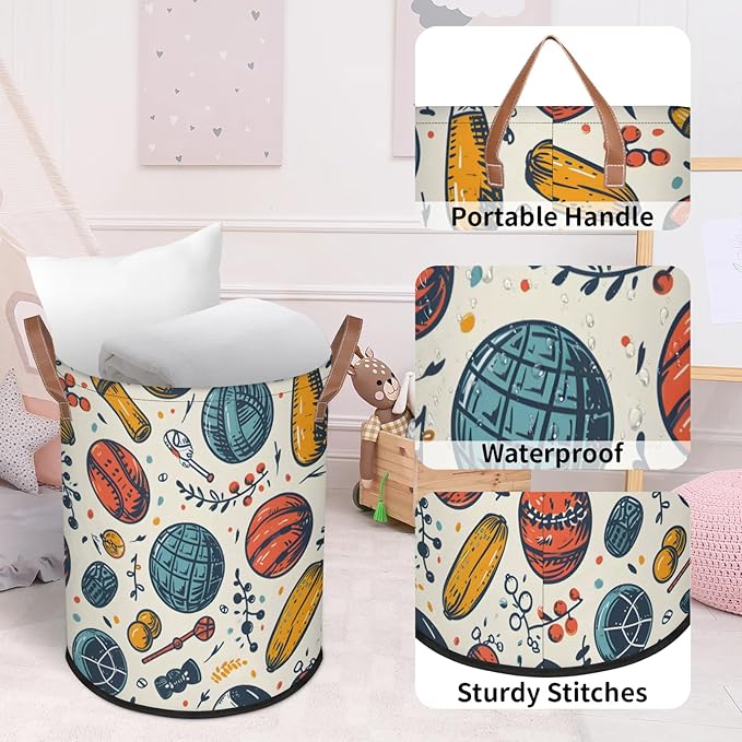 62L Laundry Basket Collapsible Laundry Hamper with Handles Balls Clothes Books Toys Kids Laundry Hampers Bin for Bathroom Kitchen Hotel