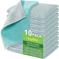 Jeymei 10counts Non Scratch Wire Dishcloth Multipurpose Wire Dishwashing Rag for Washing Dishes,Double Layer Microfiber Cleaning Cloth,Reusable Diamond Weave Steel Wool Scrubber Cloths,Blue
