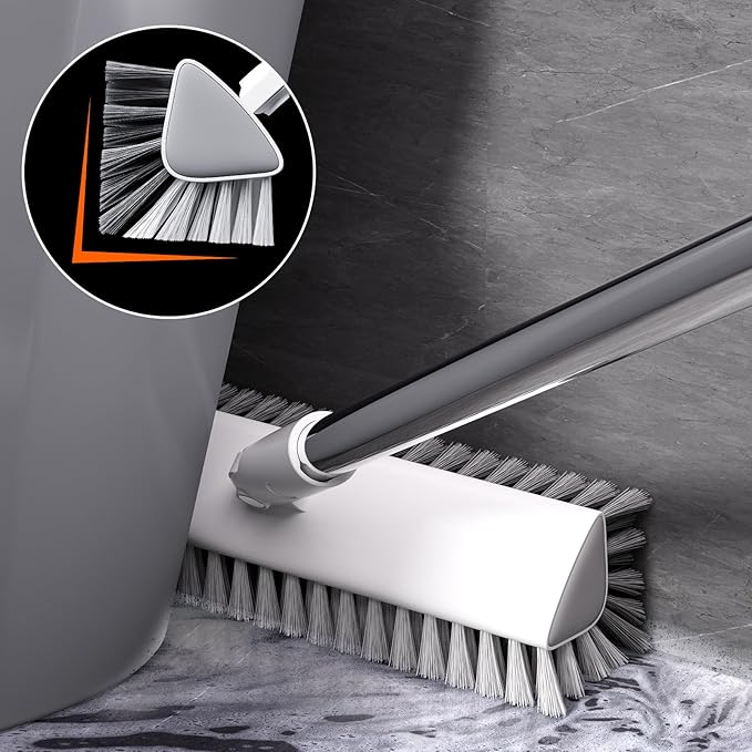 Grout Brush, Heavy-Duty Tile and Shower Floor Scrub Brush with Long Handle Stiff, Professional Grout Cleaner for Bathroom, Kitchen, Floor, Tile Brush Concrete Surfaces