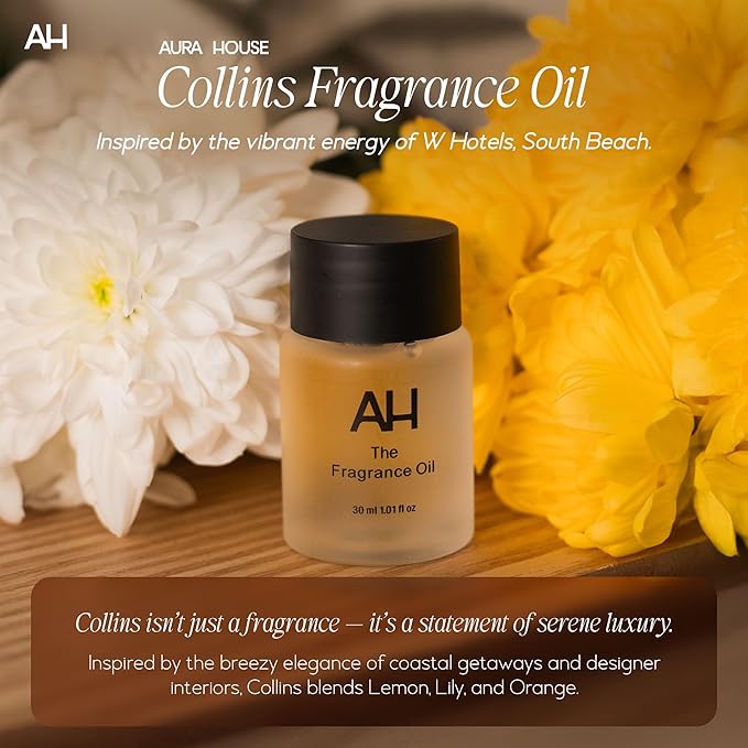 Aura House Smart Cold Air Diffuser & Fragrance Oil Duo – Bluetooth App-Controlled Diffuser for Home (Collins & Coast 30 ml Oils) – Hotel-Inspired Scents, Effortless Ambiance