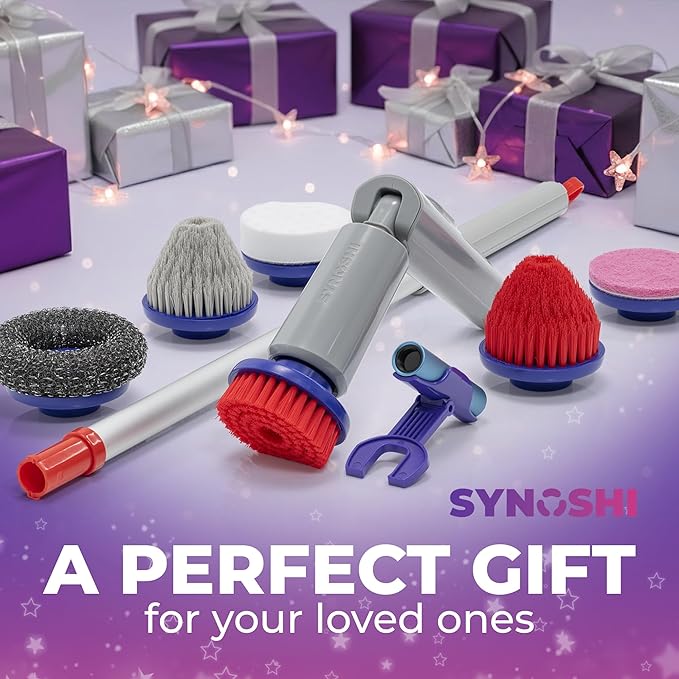 SYNOSHI PRO Electric Spin Scrubber, Cordless Cleaning Brush Bathroom Scrubber. Waterproof Shower Cleaner Brush with Adjustable Angles, 2 Speed, 180Min Work Time for Floor, Bathtub, Kitchen, Car, Tub