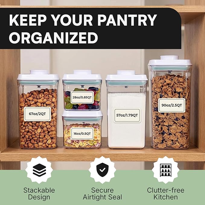 iChewie Bop Top | Airtight Meal Prep Containers with Lids | Food Storage Container Sets | Snack and Overnight Oats Fridge Organizer | Pantry and Kitchen Organization