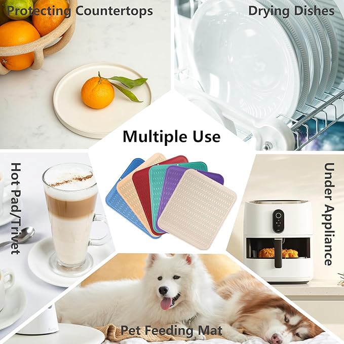 ZLR Large Silicone Dish Drying Mat (16" x 18") - XL Heavy Duty Drainboard Mat for Pots, Pans & Family Loads - Heat Resistant Trivet & Counter Protector, Easy Clean (Peach Pink)