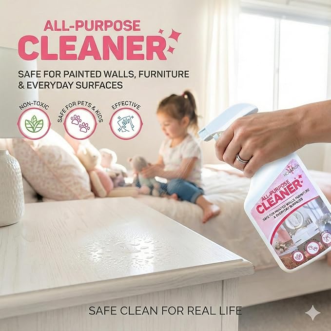 Noyatec All Purpose Cleaning Spray – Non-Toxic, Pet & Kid Safe, Multi-Surface Cleaner for Walls, Furniture, Counters, Bedrooms & Everyday Surfaces. Safe cleaner for Painted or Finished Surfaces.