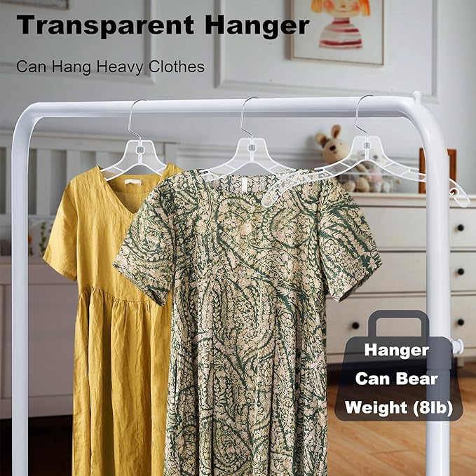 VWV 24pcs Clear Plastic Non-Slip Heavy Duty Hangers for Sweaters, Shirts, Suits, Jackets