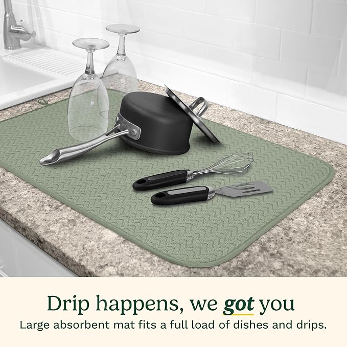 Cuisinart Dish Drying Mats for Kitchen Counter - (2) 18" x 24" Ultra Absorbent Dish Drying Mat XL - Foldable, Machine Washable, Fast Drying Dish Mat