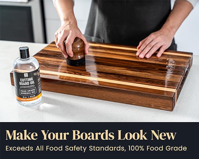 Mevell Food Grade Mineral Oil for Wood Cutting Board - 16oz, Food Safe USP Certified Cutting Board Oil & Butcher Block Conditioner for Bamboo Boards, Marble, Soapstone, Stainless Steel, Made in USA