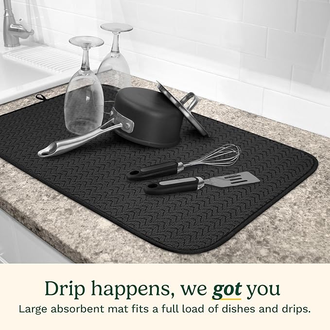 Cuisinart Dish Drying Mats for Kitchen Counter - (2) 18" x 24" Ultra Absorbent Dish Drying Mat XL - Foldable, Machine Washable, Fast Drying Dish Mat