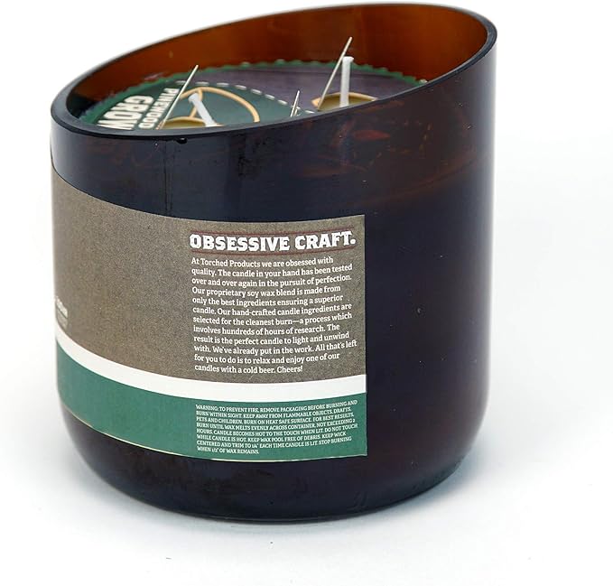 Torched Beer Scented Candles | Natural Soy Wax Candle | Pinewood Pilsner Scent 28 oz | Makes a Great Gift for Men, Beer Lovers, and Collectors | Bar Man-Cave Decor and Accessories