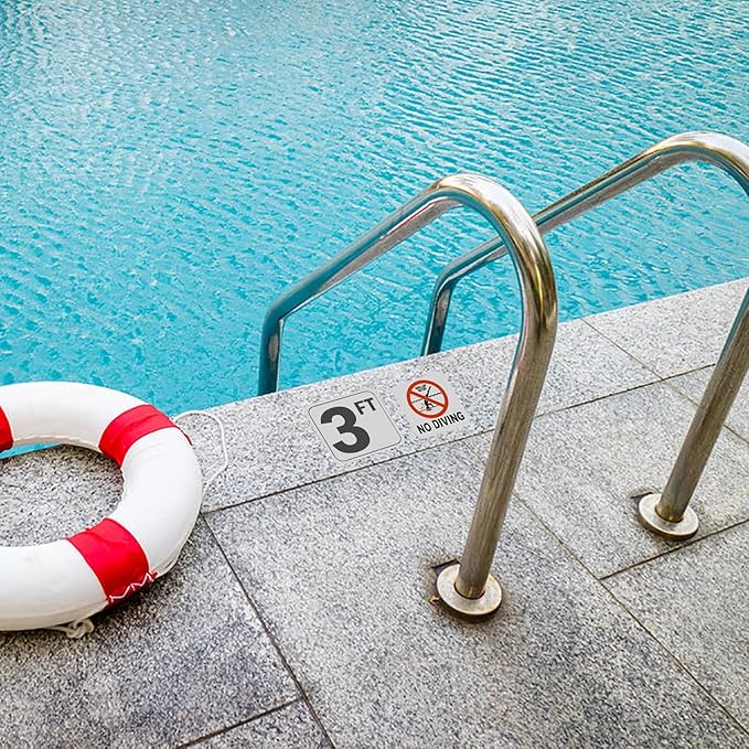 4FT Pool Depth Stickers, Anti-Slip Vinyl Markers - 6x6 Inches, Waterproof, Safety Number Signage for Swimming Pool Decks (4ft)
