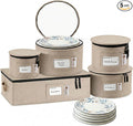 China Storage Hard Shell Containers 5-Piece Set Moving Boxes for Dinnerware, Glasses, Plates, Mugs and Saucers Sturdy Dish Organizer with Dividers for Seasonal Storage - Service for 12 - Brown