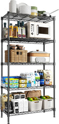 RackBro 72" H Storage Shelves 5 Tier Wire Shelving with Shelf Liners, Adjustable Metal Garage Shelving, 1325LBS Heavy Duty Commercial Storage Rack for Pantry Kitchen, 35" W x 16" D x 72" H, Black