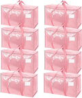 TICONN 8 Pack Extra Large Moving Bags Heavy Duty with Zippers & Carrying Handles, Durable Storage Bags Moving Boxes for Closet Organizers and Storage (8 Pack, Coral)