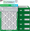 Filterbuy 16x25x4 Air Filter MERV 8 Essential Dust & Allergy Defense (6-Pack), Electrostatic Pleated HVAC AC Furnace Filters Replacement, Made in USA (Actual Size: 15.50 x 24.50 x 3.63)