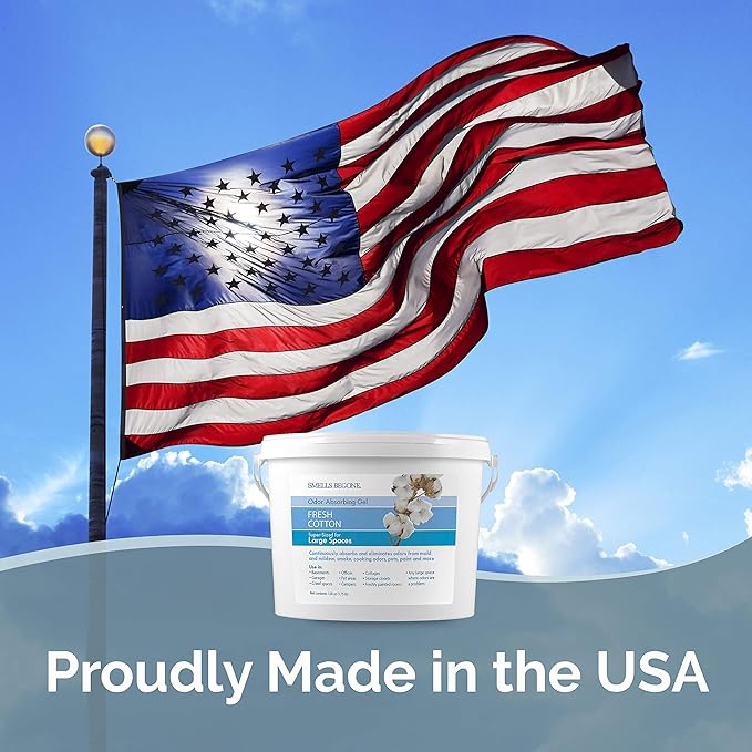 SMELLS BEGONE 1-Gallon Gel Odor Eliminator – High-Capacity, Long-Lasting Odor Absorber for Large Basements, Garages, Workshops & Commercial Areas – Removes Odors with Essential Oils (Fresh Cotton)