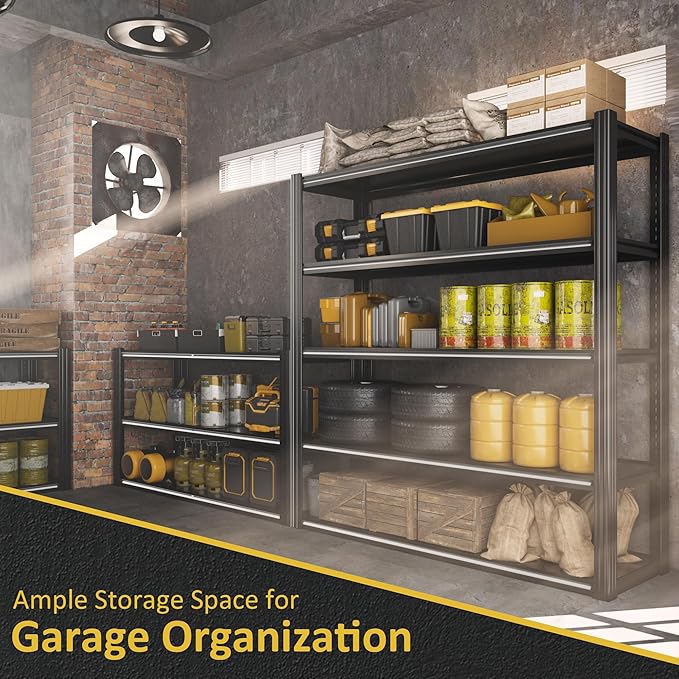 VDEVY 48" W Garage Shelving Heavy Duty 3030Lbs Storage Shelf 5 Tier Adjustable Shelving Units Metal Garage Storage Shelves for Basement, Commercial, Warehouse, Industrial, 72" H x 48" W x 24" D,