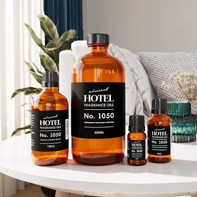 AirScent Warm Vanilla Ritzy Hotel Fragrance Oil No. 1050 - Marshmallow Vanilla Tonka Bean - Hotel Diffuser Oil for Ultrasonic and Waterless Diffusers and Crafting - 30 mL, 1 fl oz Dropper Bottle