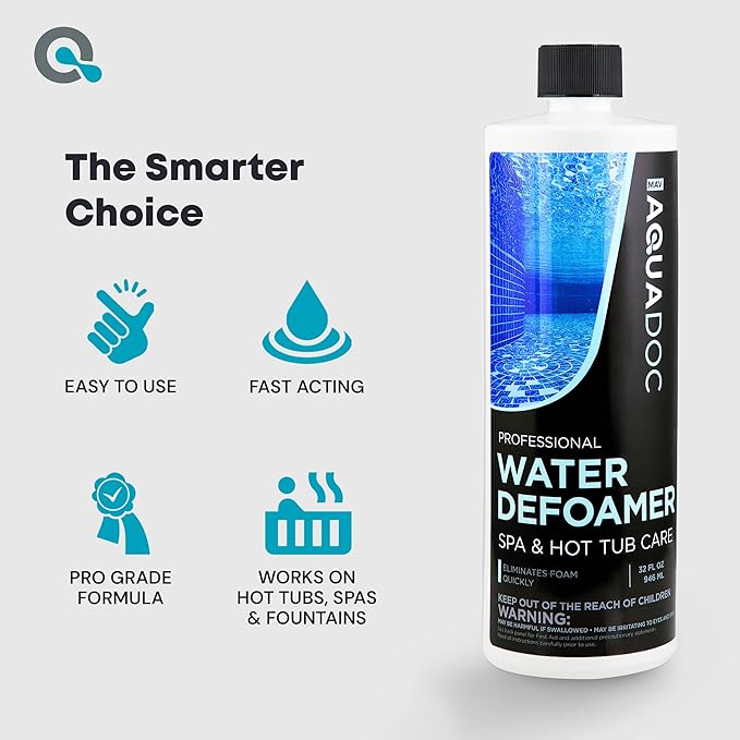 Hot Tub Defoamer - Spa Defoamer for Hot Tub Owners 32oz, Spa Anti Foam to Keep Foam Down, Hot Tub Chemicals Made in USA - AquaDoc