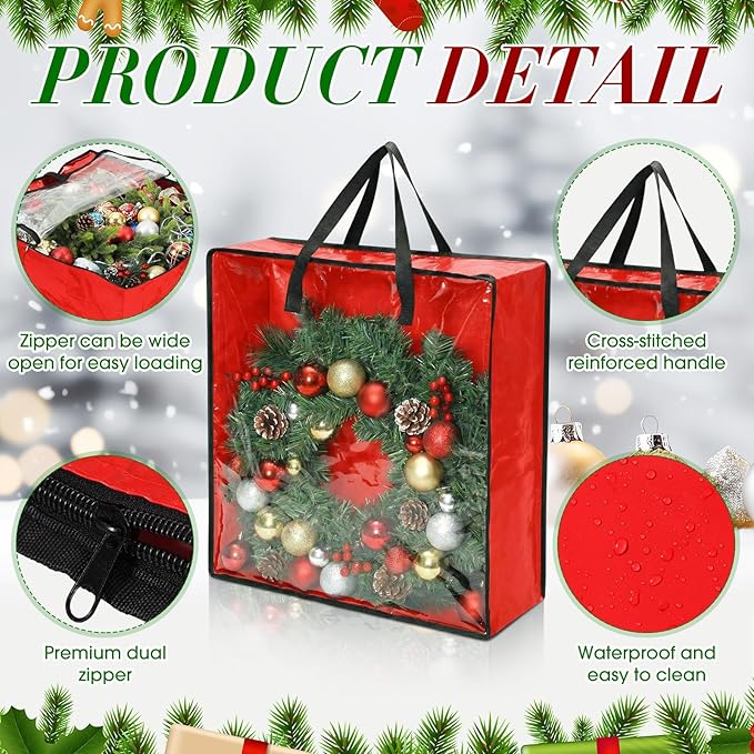 Oversized 6 Pack Storage Bags with Zipper 25 Gallon Tote Bags Moving Travel Camping Essentials Packing Supplies for Clothes Wreaths Quilts Decorations Toys, 26 x 26 x 8.7 Inches(Red)
