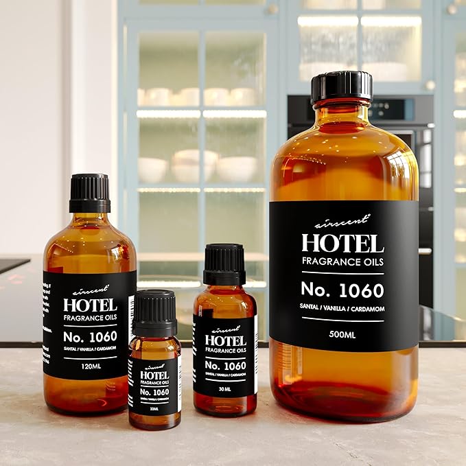 AirScent No.1060 Diffuser Oil - Santal, Vanilla, Cardamom - Fragrance Oil for Ultrasonic and Waterless Diffusers and Crafting - 30 mL, 1 fl oz Glass Dropper Bottle
