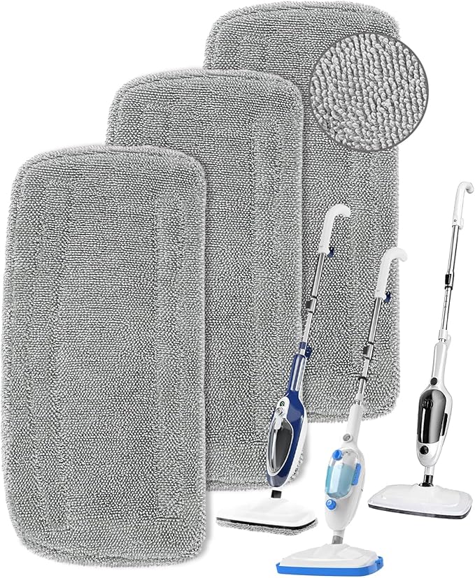 KEEPOW Steam Mop Pads Compatible with GorFanty Steam Mop GF-6610/GF-6610B Model, 3 Pack Washable and Reusable Microfiber Mop Replacement Pads Compatible with Neugo NE033/NE033M Steam Mops