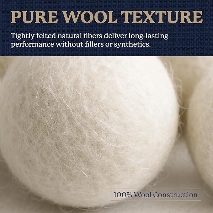 Farberware Wool Dryer Balls 4 Pack – Reusable 100% Wool Balls for Dryer – Natural Fabric Softener for Laundry, Towels & Bedding, Replaces Fabric Sheets & Liquid Softeners